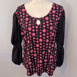 Black and Pink Polka Dot Top